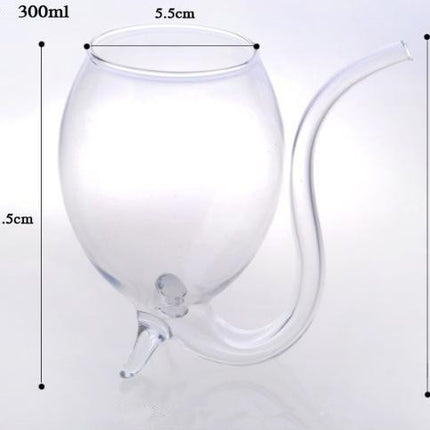 300ML Creative Glass Mug Milk Cup with straw Cold Drink Cup Juice Mug Wine Glass-garmade.com