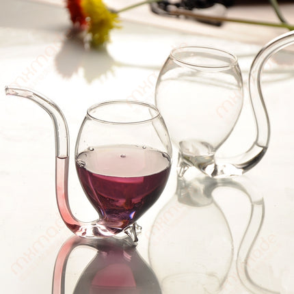 300ML Creative Glass Mug Milk Cup with straw Cold Drink Cup Juice Mug Wine Glass-garmade.com