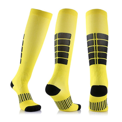 Unisex Sports Stockings Running Cycling Socks Compression Socks, Color:Yellow, Size:L / XL-garmade.com