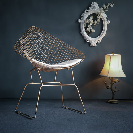 Nordic Modern Minimalist Casual Hollow Wire Creative Personality Dining Chair(Gold)-garmade.com