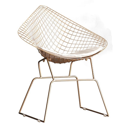 Nordic Modern Minimalist Casual Hollow Wire Creative Personality Dining Chair(Gold)-garmade.com