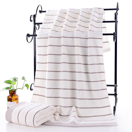 32-strand Cotton Wave Absorbent and Durable Bath Towel(Milky)-garmade.com