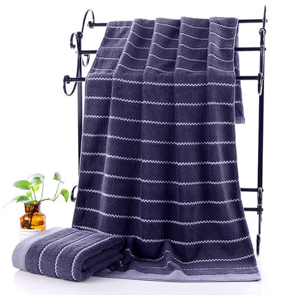 32-strand Cotton Wave Absorbent and Durable Bath Towel(Gray Blue)-garmade.com