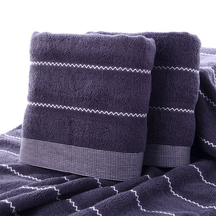 32-strand Cotton Wave Absorbent and Durable Bath Towel(Gray Blue)-garmade.com