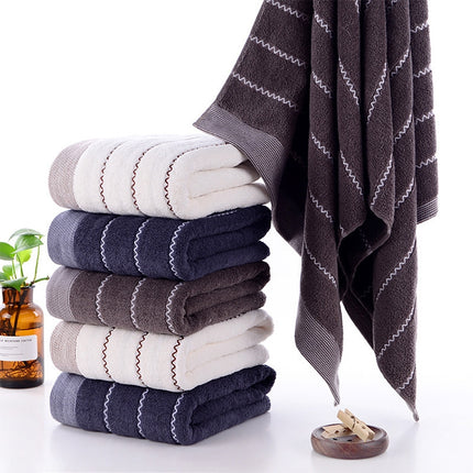 32-strand Cotton Wave Absorbent and Durable Bath Towel(Gray Blue)-garmade.com