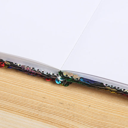 Creative Stationery Letter Fish Scale Notebook Sequin Flip Business Office Notepad(Lake Blue)-garmade.com