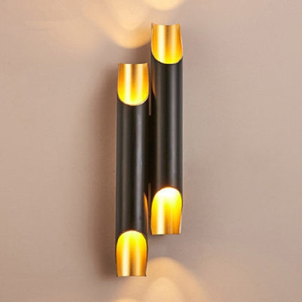 warm light Modern Wall Lamp LED Aluminum Alloy Pipe Lighting, Style:Double-tube Black-garmade.com