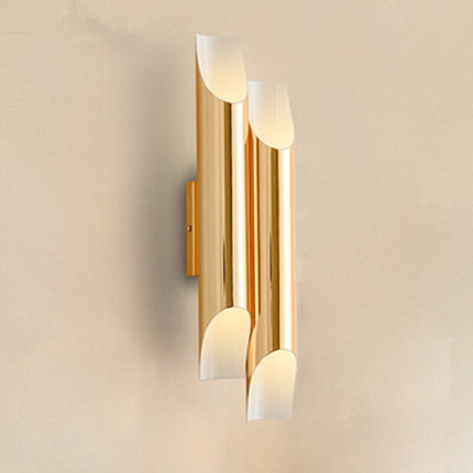 White light Modern Wall Lamp LED Aluminum Alloy Pipe Lighting, Style:Double-tube Gold-garmade.com