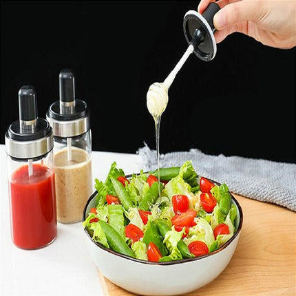 Kitchenware Seasoning Jar Spoon Cover Integrated Sealing Moisture-proof Cruet, Color:Black-garmade.com