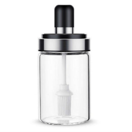 Kitchenware Seasoning Jar Spoon Cover Integrated Sealing Moisture-proof Cruet, Color:Stainless Steel Brush-garmade.com