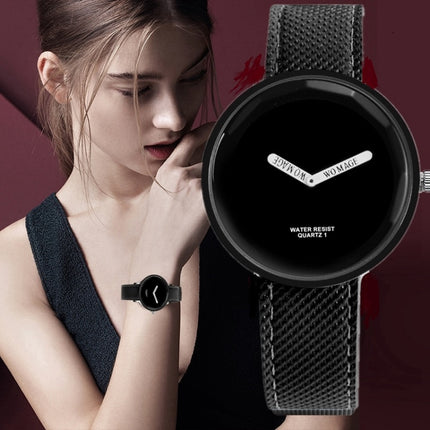 Simple Style Round Dial Matte Leather Strap Quartz Watch for Men / Women(Black)-garmade.com