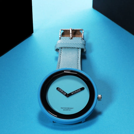 Simple Style Round Dial Matte Leather Strap Quartz Watch for Men / Women(Blue)-garmade.com