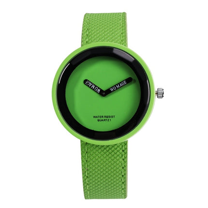 Simple Style Round Dial Matte Leather Strap Quartz Watch for Men / Women(Green )-garmade.com