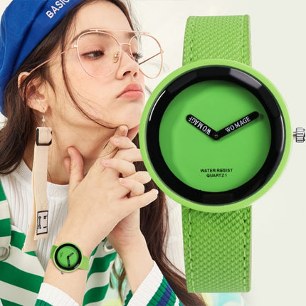 Simple Style Round Dial Matte Leather Strap Quartz Watch for Men / Women(Green )-garmade.com