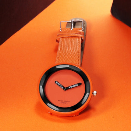 Simple Style Round Dial Matte Leather Strap Quartz Watch for Men / Women(Orange)-garmade.com