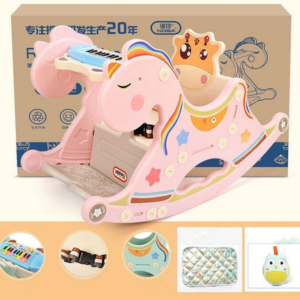 Cradle Baby Rocking Chair Music Baby Chair Chaise Rocking Horse Toy(Pink)-garmade.com