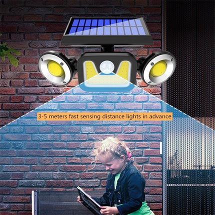 16W Solar Three-head Wall Lamp Outdoor Waterproof Human Body Induction Courtyard Wall Lamp-garmade.com