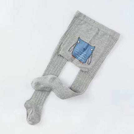 Cartoon Cute Baby Girls Soft Cotton Tight Pantyhose, Size:S(Gray)-garmade.com