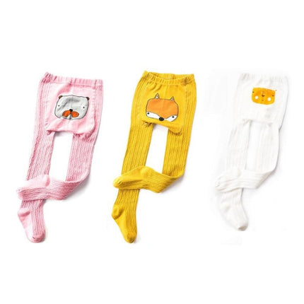 Cartoon Cute Baby Girls Soft Cotton Tight Pantyhose, Size:S(White)-garmade.com