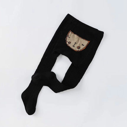 Cartoon Cute Baby Girls Soft Cotton Tight Pantyhose, Size:S(Black)-garmade.com