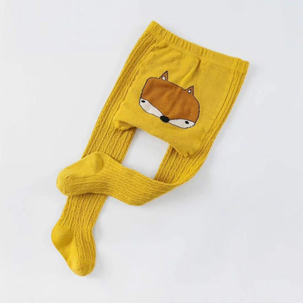 Cartoon Cute Baby Girls Soft Cotton Tight Pantyhose, Size:M(Yellow)-garmade.com