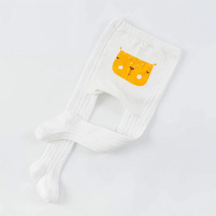 Cartoon Cute Baby Girls Soft Cotton Tight Pantyhose, Size:L(White)-garmade.com