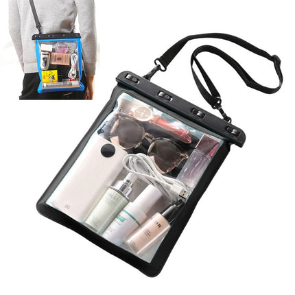 2 PCS Multipurpose Single Shoulder Outdoor Transparent Waterproof Bag for Mobile Phone Small Objects(Black)-garmade.com
