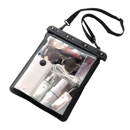 2 PCS Multipurpose Single Shoulder Outdoor Transparent Waterproof Bag for Mobile Phone Small Objects(Black)-garmade.com