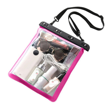 2 PCS Multipurpose Single Shoulder Outdoor Transparent Waterproof Bag for Mobile Phone Small Objects(Rose Red)-garmade.com