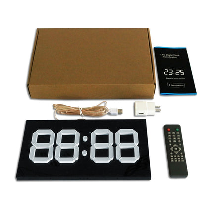 Creative Wall Clock Alarm Clock Simple Remote Control Perpetual Calendar Electronic Clock US Plug, Style:Single-sided Remote Control(Red Font)-garmade.com