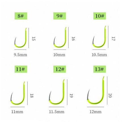 15 PCS / 3 Sets Stranded Double Hook Anti-winding Silver Carp Fishing Group Spring Fishing Hook, Specification:8(Fluorescent Hook)-garmade.com