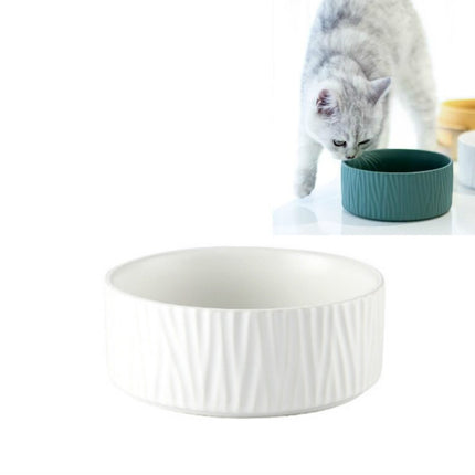 13cm/400ml Cat Dog Food Bowl Pet Ceramic Bowl, Style:Bowl(White)-garmade.com