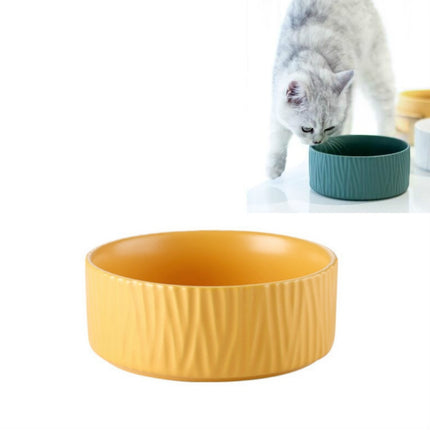 13cm/400ml Cat Dog Food Bowl Pet Ceramic Bowl, Style:Bowl(Yellow)-garmade.com