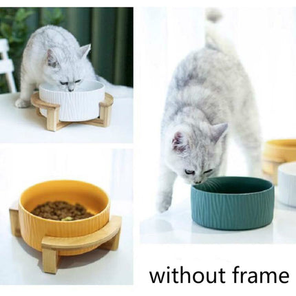 15.5cm/850ml Cat Dog Food Bowl Pet Ceramic Bowl, Style:Bowl(White)-garmade.com