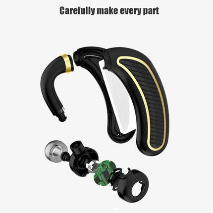 Business Bluetooth Earphone Wireless Headphone with Mic 24 Hours Work Time Bluetooth Headset for iPhone Android phone(Black Gold)-garmade.com
