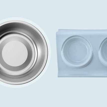 Stainless Steel Pet Bowl Slope Plastic Anti-skid Anti-splash Food Feeder, Size:S(Pink)-garmade.com