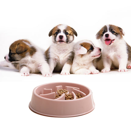 Environmental Protection Food Grade Plastic Anti-choking Slow Food Pet Dog Cat Food Bowl, Style:Windmill(Pink)-garmade.com