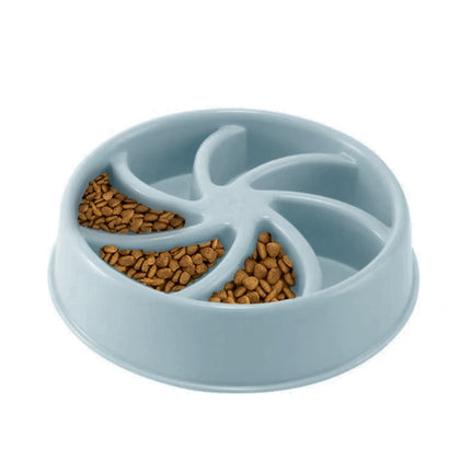 Environmental Protection Food Grade Plastic Anti-choking Slow Food Pet Dog Cat Food Bowl, Style:Windmill(Blue)-garmade.com