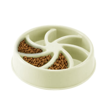 Environmental Protection Food Grade Plastic Anti-choking Slow Food Pet Dog Cat Food Bowl, Style:Windmill(Green)-garmade.com