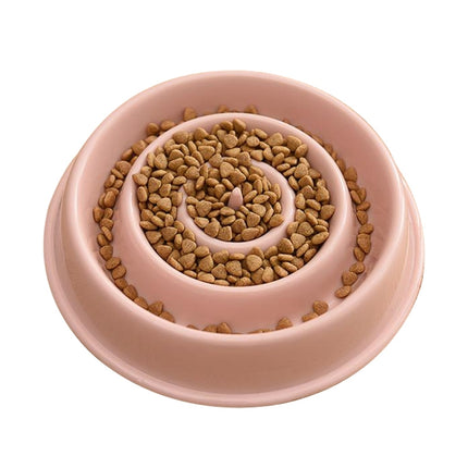 Environmental Protection Food Grade Plastic Anti-choking Slow Food Pet Dog Cat Food Bowl, Style:Water Drop(Pink)-garmade.com
