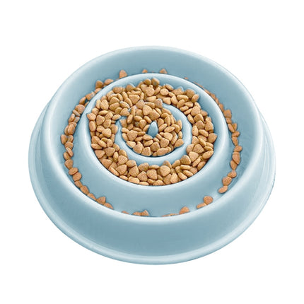 Environmental Protection Food Grade Plastic Anti-choking Slow Food Pet Dog Cat Food Bowl, Style:Water Drop(Blue)-garmade.com