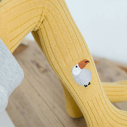 Baby Girl Cartoon Pattern Knitted Tights Warm Tights Pantyhose, Size:L(Yellow)-garmade.com