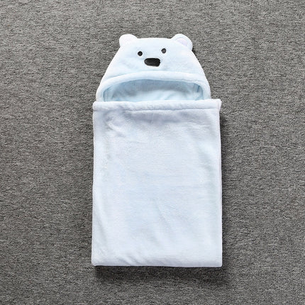 Cute Animal Cartoon Babies Blanket Kids Hooded Bathrobe Toddler Baby Bath Towel(Blue)-garmade.com