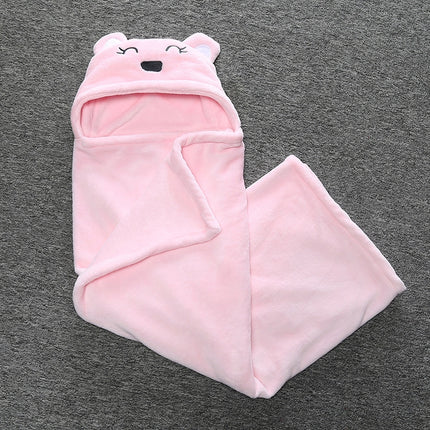 Cute Animal Cartoon Babies Blanket Kids Hooded Bathrobe Toddler Baby Bath Towel(Pink)-garmade.com