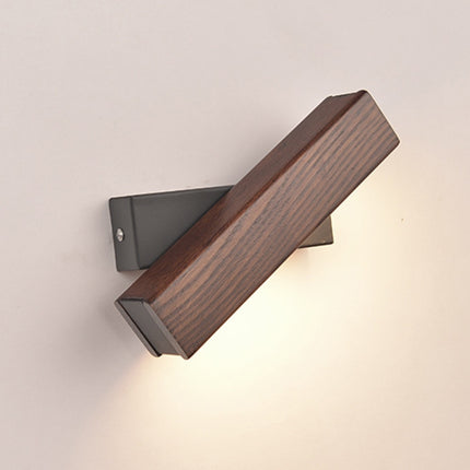 Simple Rotatable Bedside Bedroom Wall Lamp Warm Night Light, Size:21cm(Walnut )-garmade.com