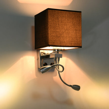 Creative Minimalist Living Room Bedroom Bedside Lamp Hotel Reading Lamp, Lampshade Color:Double Tube Black-garmade.com