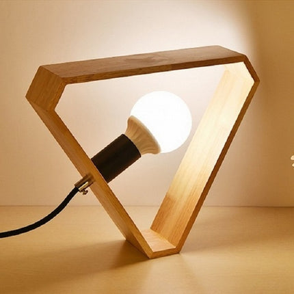 Retro Wooden Art Bedroom Bedside Eye Protection LED Desk Lamp, AC 220V, US Plug(Triangle Shape)-garmade.com