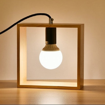 Retro Wooden Art Bedroom Bedside Eye Protection LED Desk Lamp, AC 220V, US Plug(Square Shape)-garmade.com