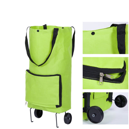 Reusable Folding Portable Shopping Bags Buy Vegetables Bag High Capacity Shopping Food Organizer Trolley Bag Wheels Bag Handbag(Green)-garmade.com