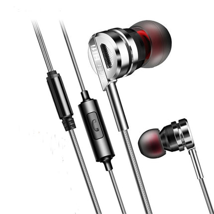 Earphone Headphones D05 Metal Stereo Headset with Mic Earphones Noise Cancelling auriculares Earbud for phone Xiaomi Music(Silver Grey)-garmade.com